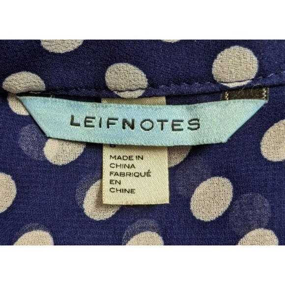 Anthropologie LEIFNOTES "Times Two" Polka Dot Floral Tie Front Blouse Size 8 - Picture 9 of 10